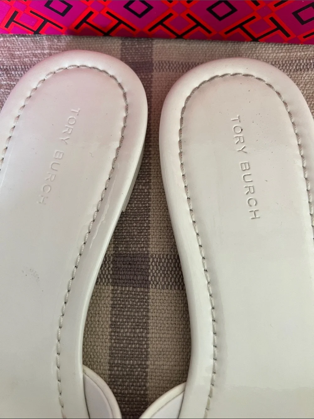 Tory Burch White Patent Miller Logo Slide Sandals